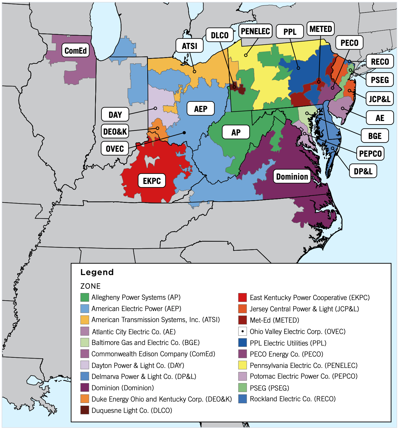 PJM Zone Map